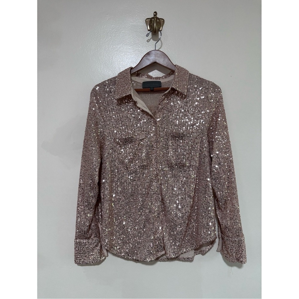 Anthropologie Sunday in Brooklyn Rose Gold Sequin Top M